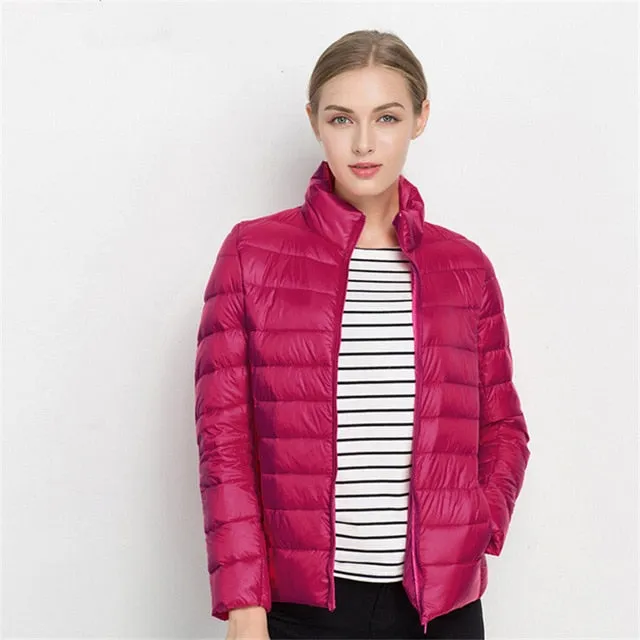 Johnature 2018 New Women Coat Autumn Winter 90% White Duck Down Jacket  16 Colors Warm Slim Zipper Fashion Light Down Coat S-3XL