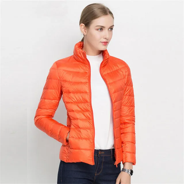 Johnature 2018 New Women Coat Autumn Winter 90% White Duck Down Jacket  16 Colors Warm Slim Zipper Fashion Light Down Coat S-3XL