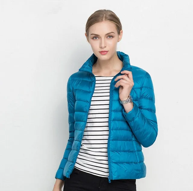 Johnature 2018 New Women Coat Autumn Winter 90% White Duck Down Jacket  16 Colors Warm Slim Zipper Fashion Light Down Coat S-3XL