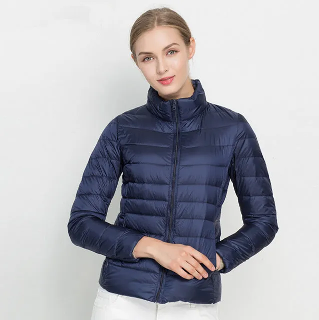 Johnature 2018 New Women Coat Autumn Winter 90% White Duck Down Jacket  16 Colors Warm Slim Zipper Fashion Light Down Coat S-3XL