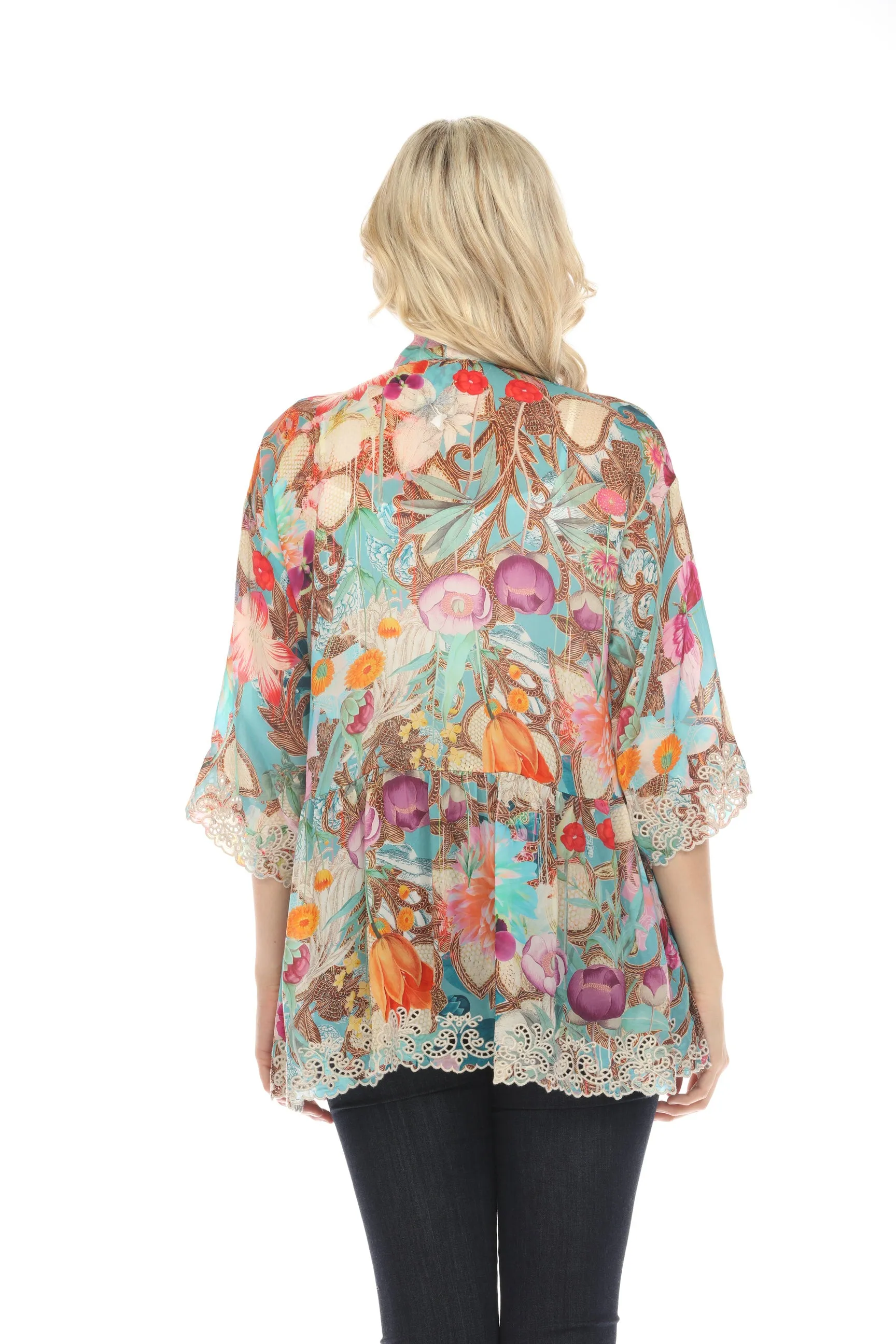 Johnny Was Tia Floral Print 3/4 Sleeve Kimono Boho Chic C41924A5