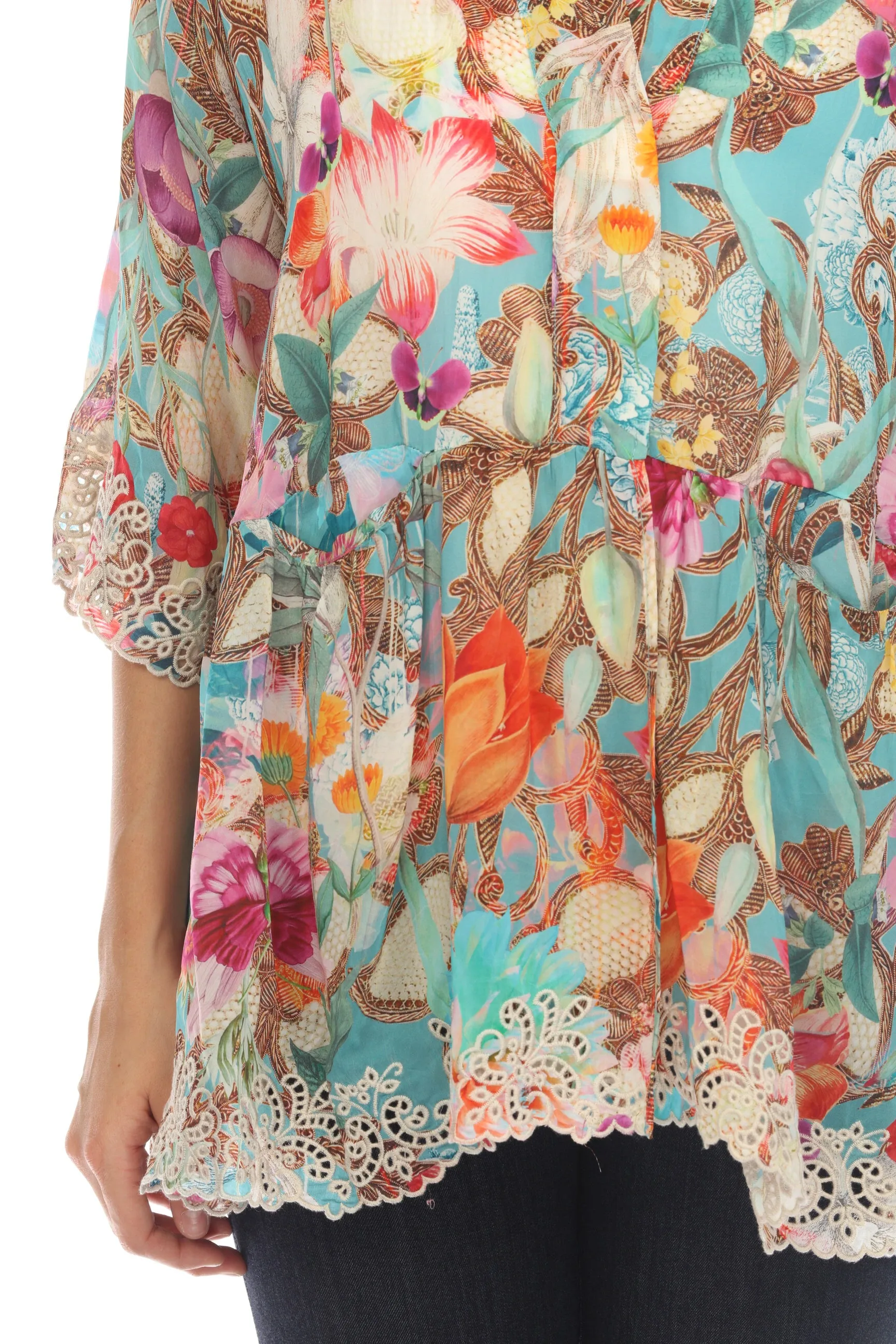 Johnny Was Tia Floral Print 3/4 Sleeve Kimono Boho Chic C41924A5