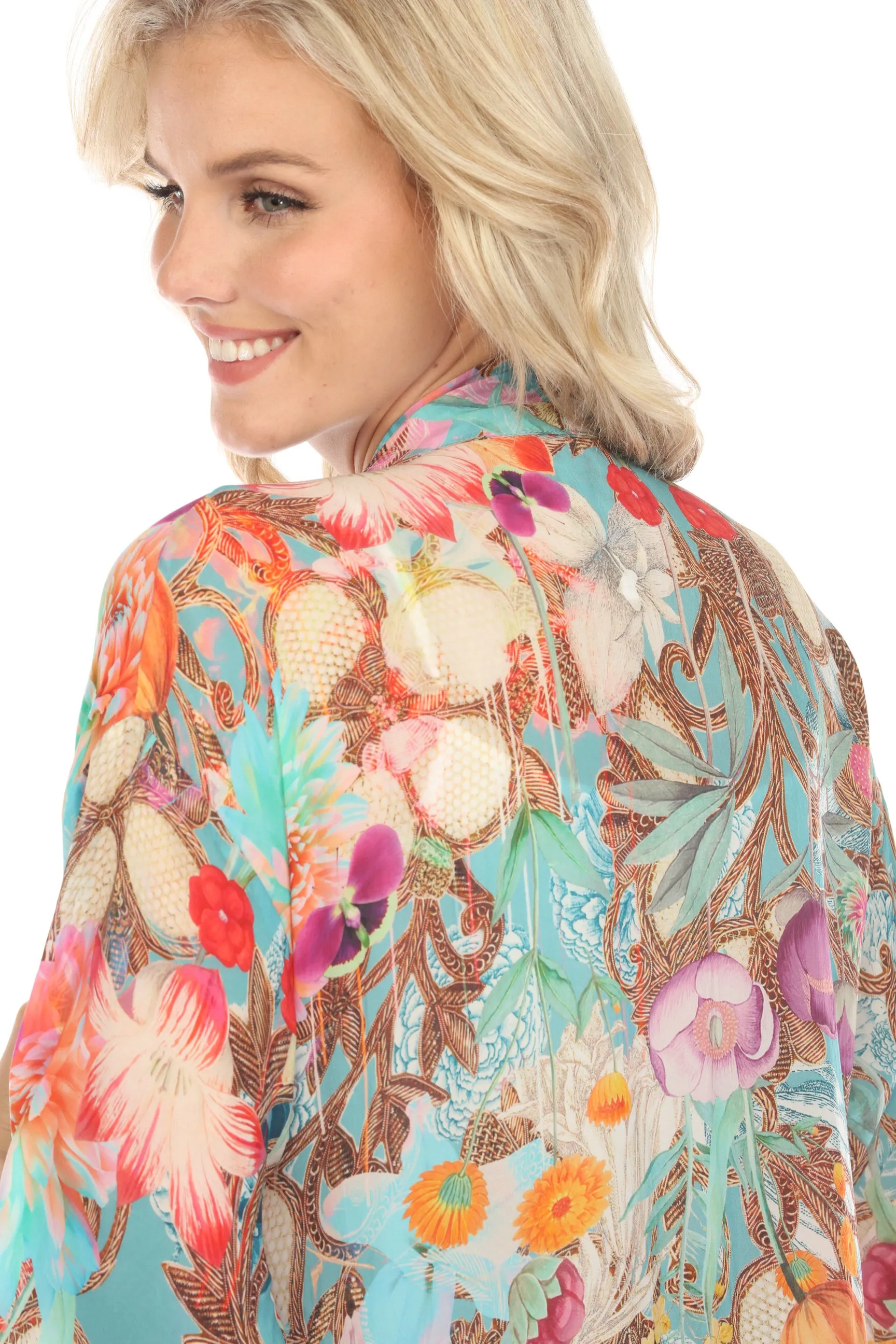 Johnny Was Tia Floral Print 3/4 Sleeve Kimono Boho Chic C41924A5