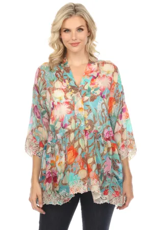 Johnny Was Tia Floral Print 3/4 Sleeve Kimono Boho Chic C41924A5