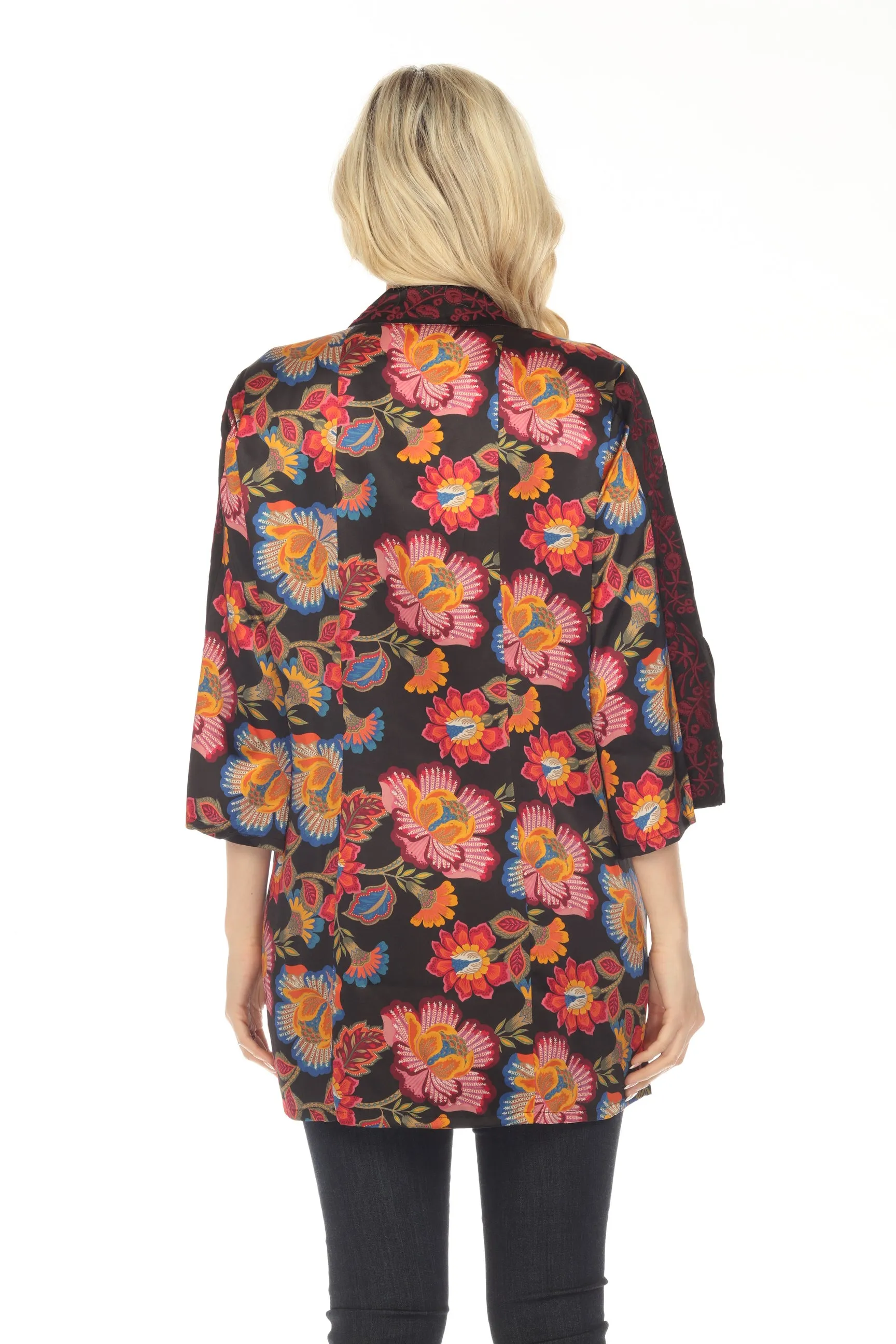 Johnny Was Workshop Sidonia Silk Floral Split Sleeve Kimono Boho Chic W43223