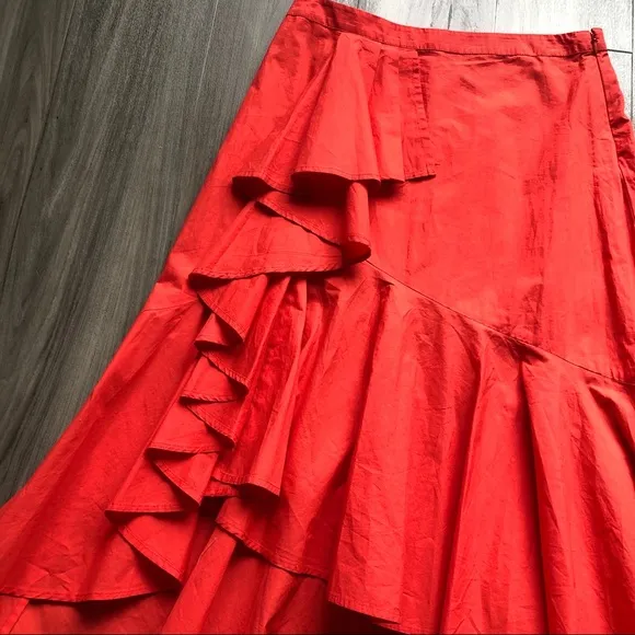 Joie Chesmu Ruffled Red Orange Skirt