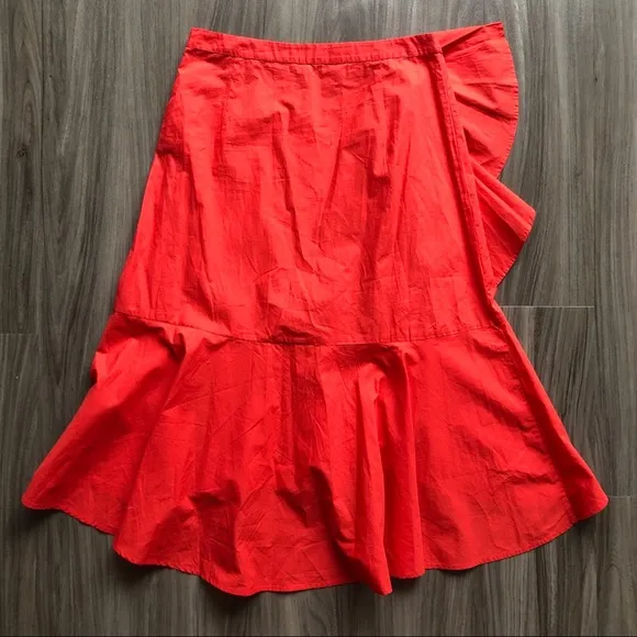 Joie Chesmu Ruffled Red Orange Skirt