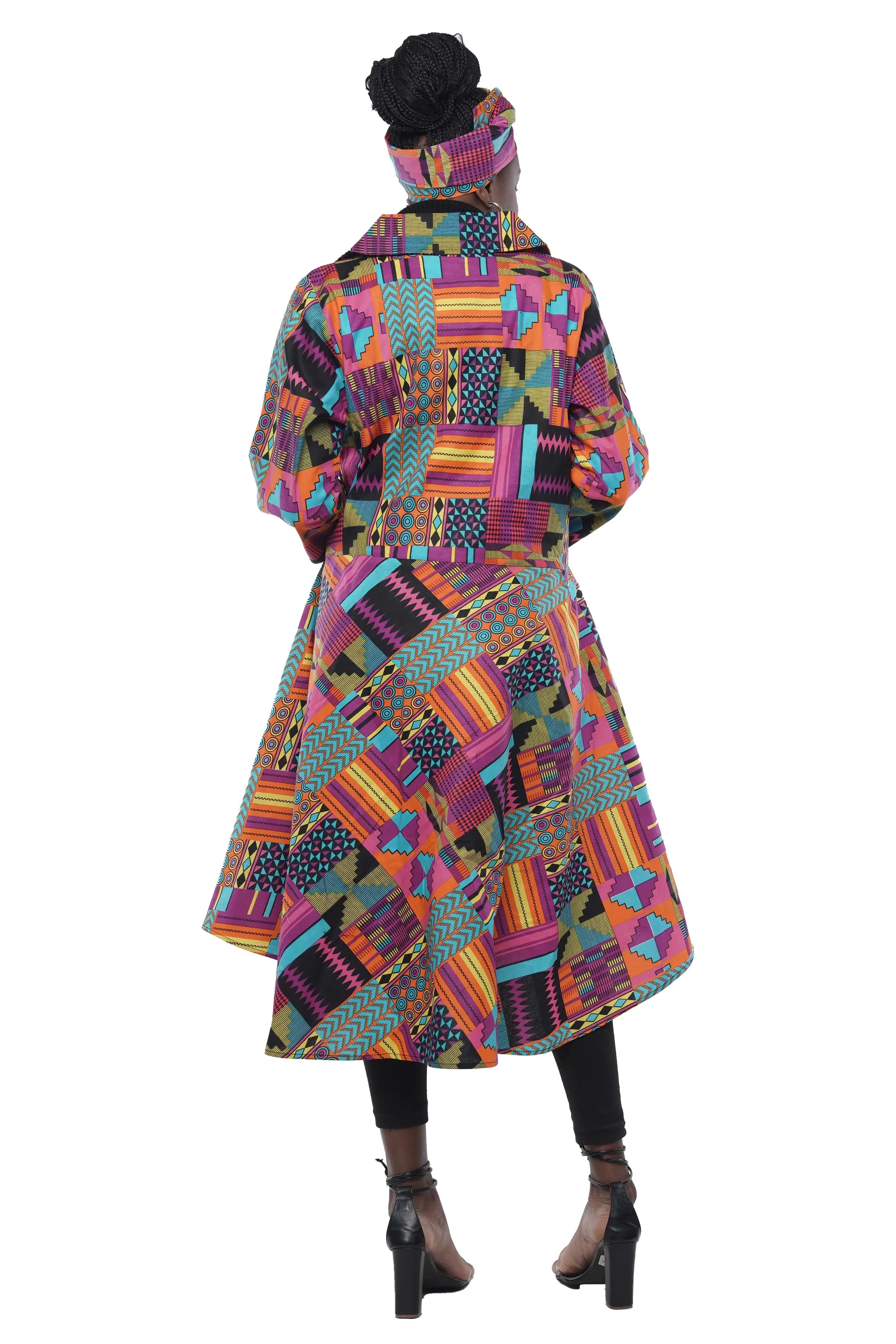 Kente High Low Trench Coat