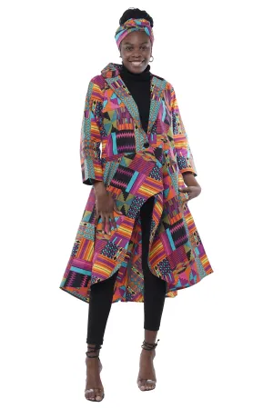 Kente High Low Trench Coat