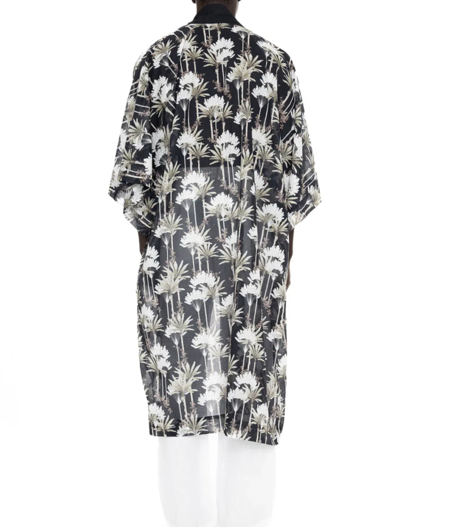 KIMONO FOR HIM COTTON VOILE PALM PRINT - DANWARD