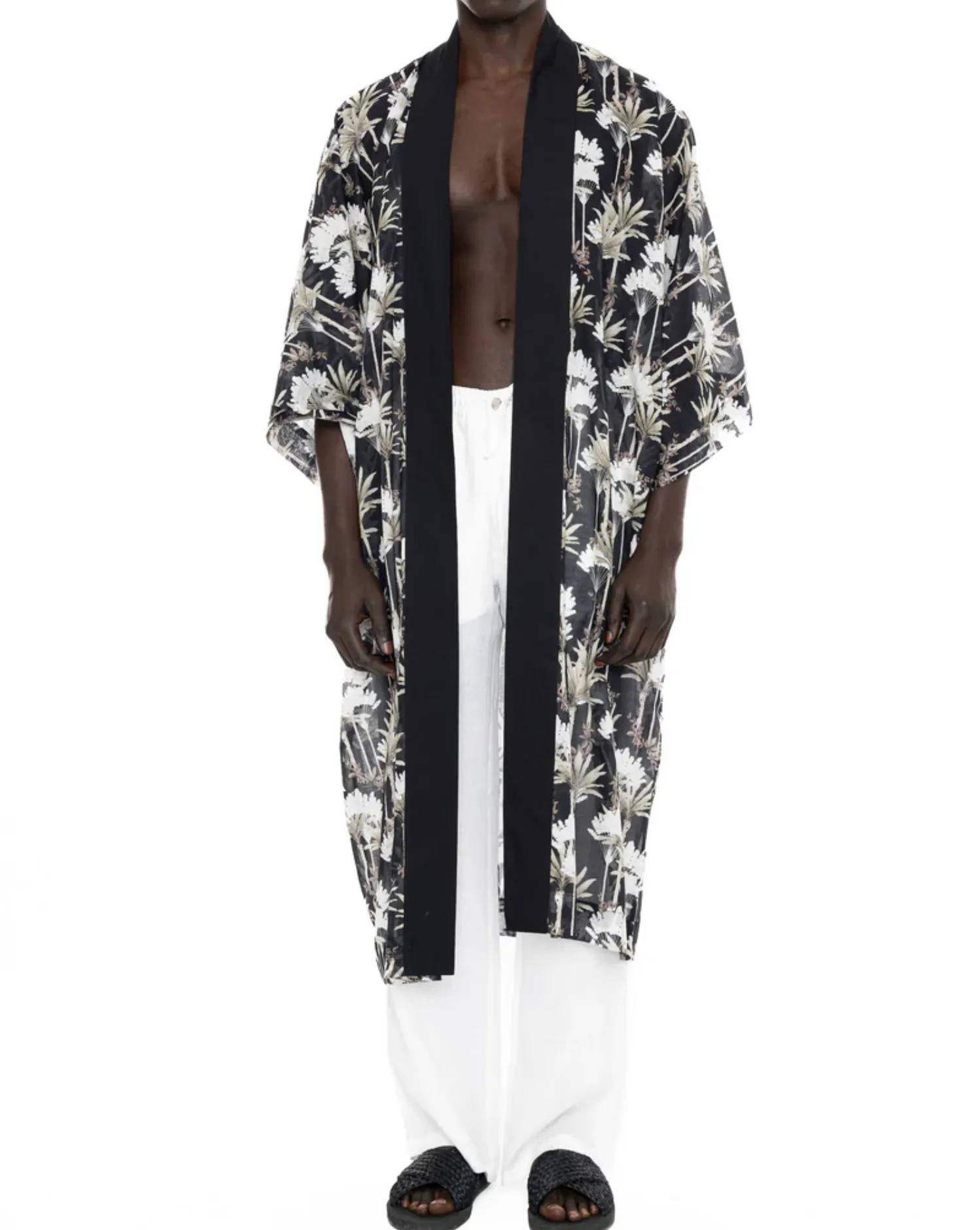 KIMONO FOR HIM COTTON VOILE PALM PRINT - DANWARD