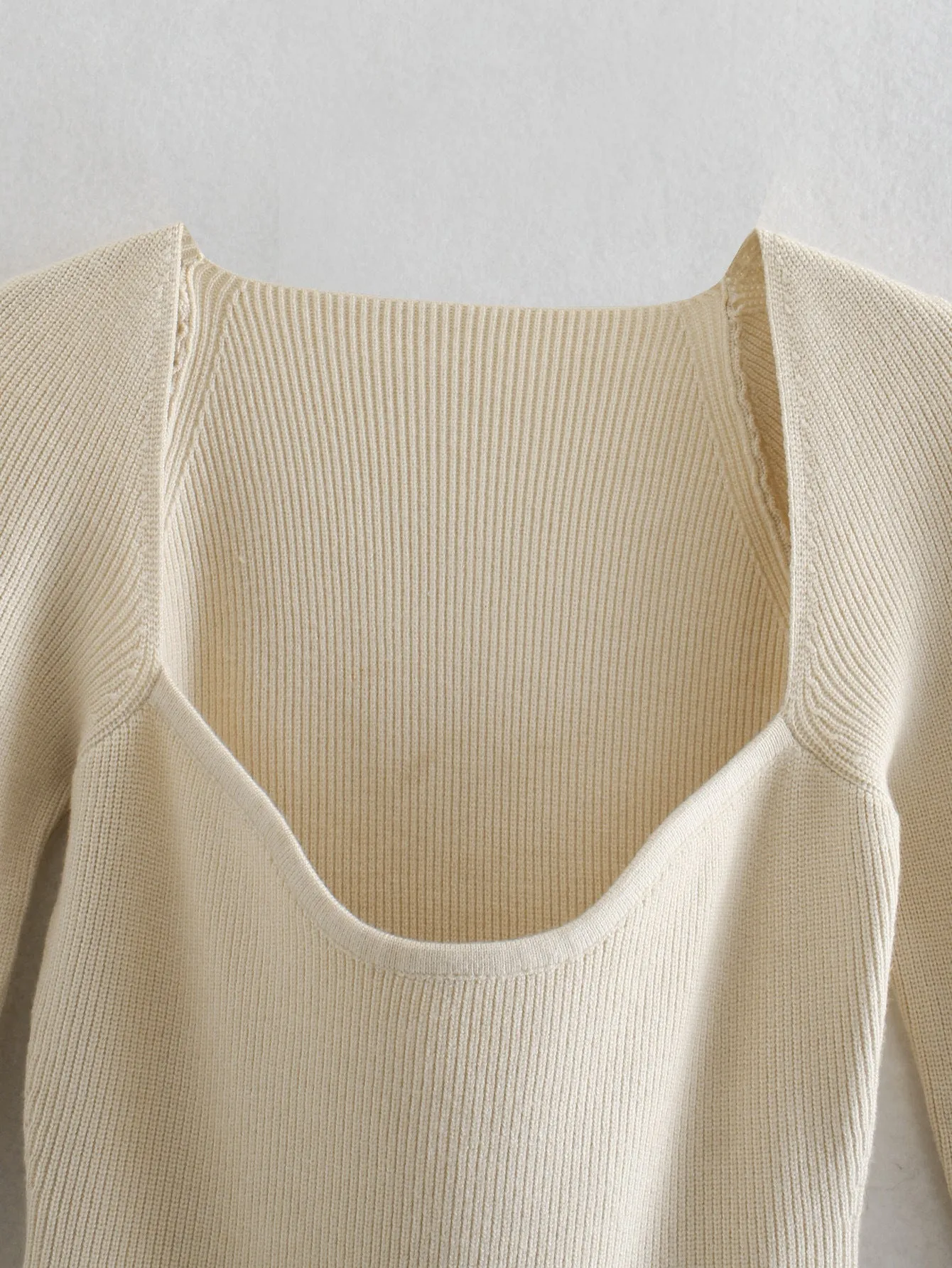 Knit Square Collar Sweaters Shirts Crop Tops Blouses