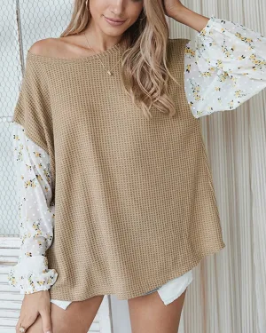 Knit Tops Joint Chiffon Printed Long Sleeve Shirts