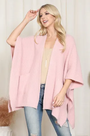 KNITTED SOLID COLOR WITH POCKET KIMONO