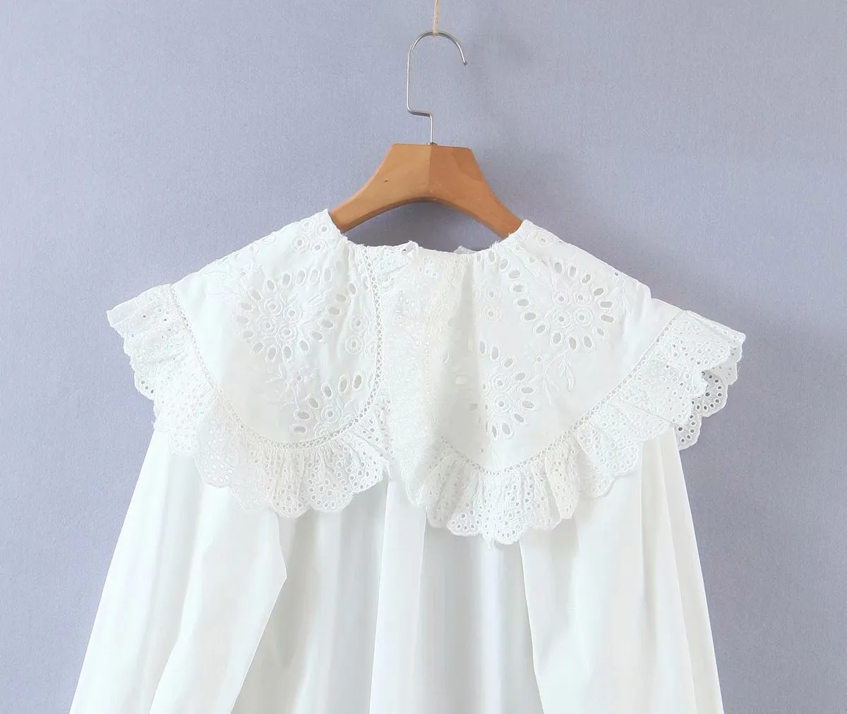 Lace Peter Pan Collar Single-breasted Shirts Blouses