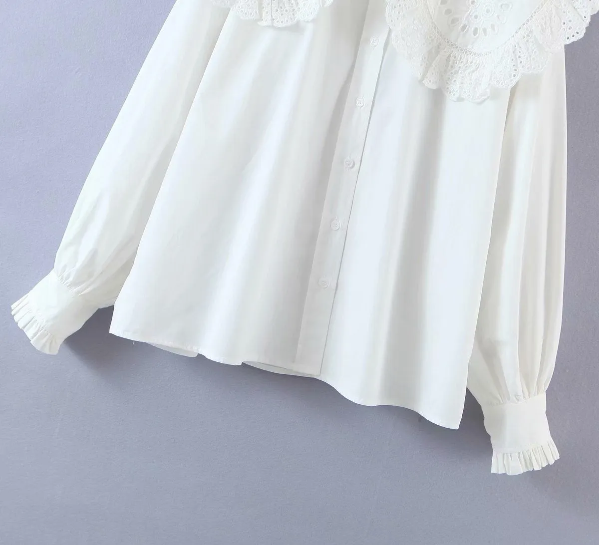 Lace Peter Pan Collar Single-breasted Shirts Blouses
