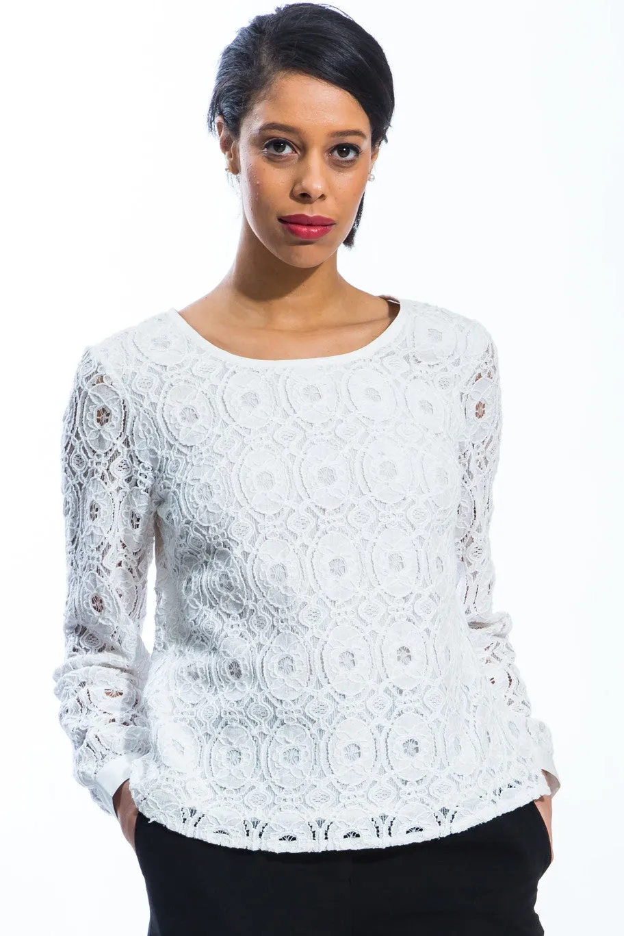 Lace Sleeve Blouse Style # 1730