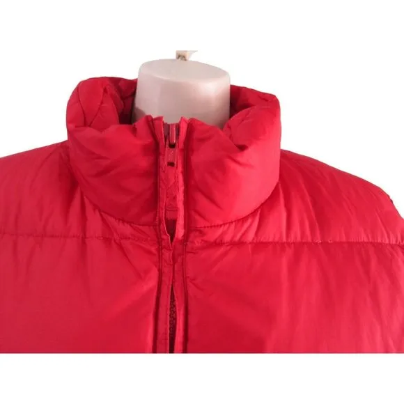 Lands End Lipstick Red Down Quilted Puffer Vest with Pouch EUC Ladies L 14 16