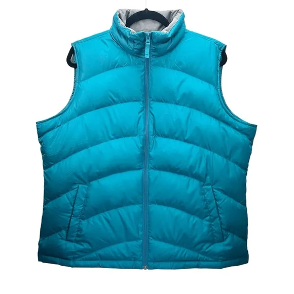 Lands’ End Teal Down Puffer Vest, XL Adriatic Blue