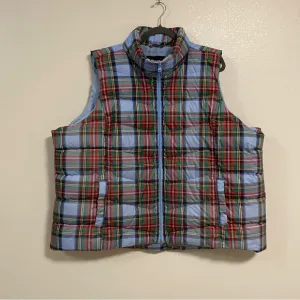 Land’s End Vest Women’s Plus size 3X 24W-26W Blue Red Plaid Down Puffer Vest