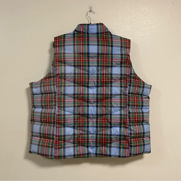 Land’s End Vest Women’s Plus size 3X 24W-26W Blue Red Plaid Down Puffer Vest