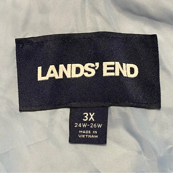 Land’s End Vest Women’s Plus size 3X 24W-26W Blue Red Plaid Down Puffer Vest