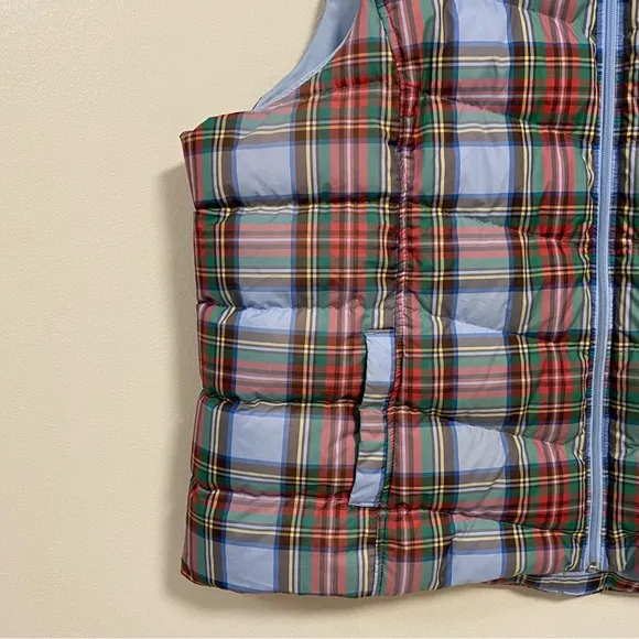 Land’s End Vest Women’s Plus size 3X 24W-26W Blue Red Plaid Down Puffer Vest