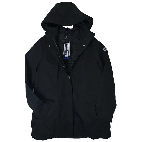 Lands' End Womens XL Black 3-in-1 Systems Jacket Vest Water Resistant Coat Lrg