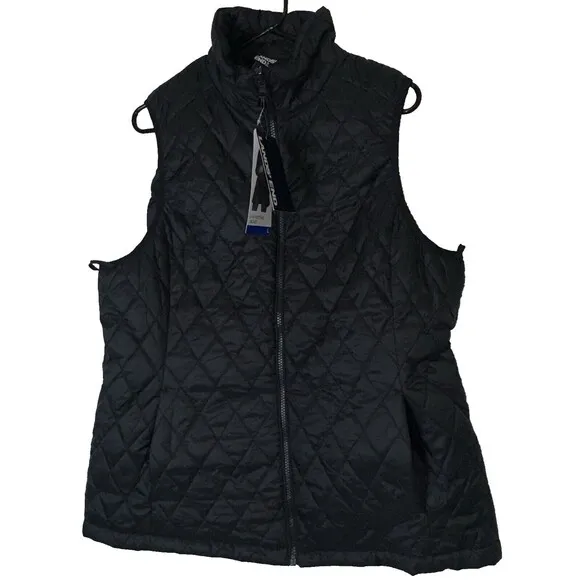 Lands' End Womens XL Black 3-in-1 Systems Jacket Vest Water Resistant Coat Lrg