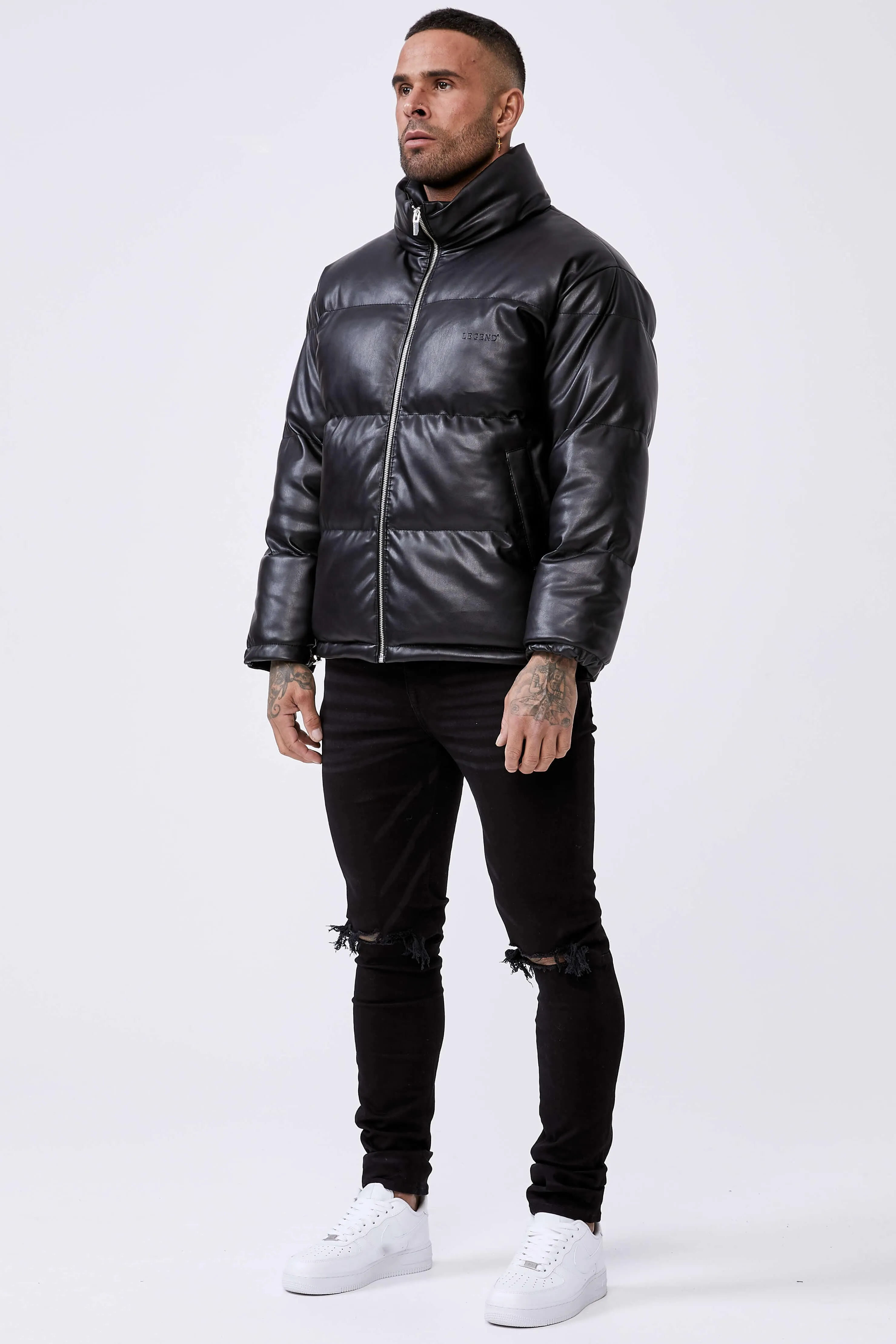 Leather Puffer - Matte Black