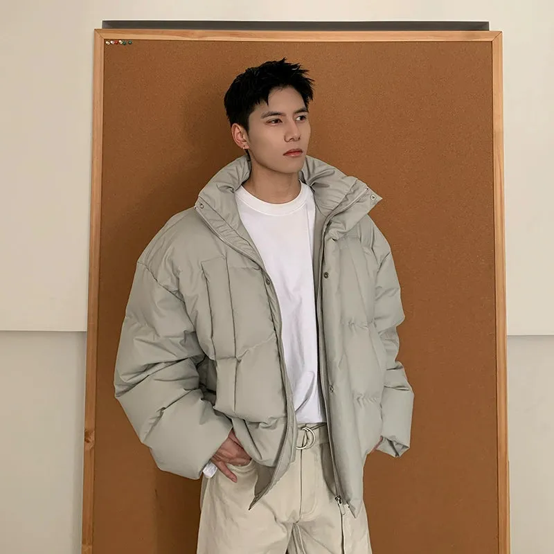 Leather Stand Collar Down Jacket