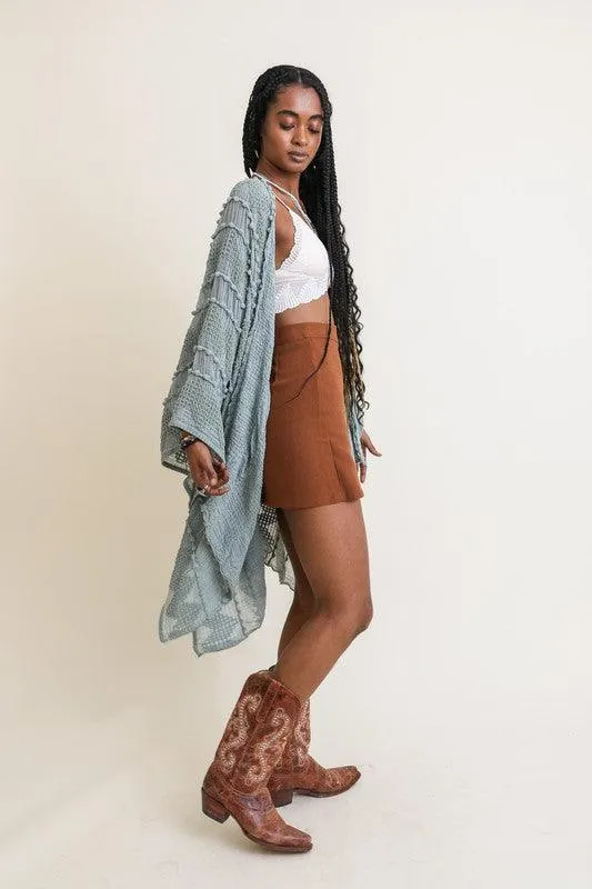 Leto Embroidered Zig Zag Soft Kimono