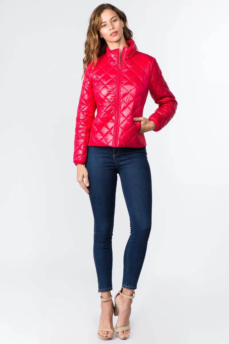 Light Zip Down Puffer Jacket -Women