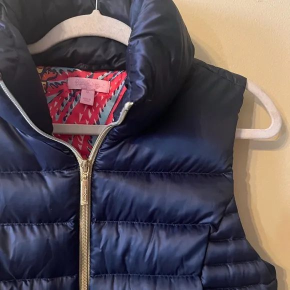 Lilly Pulitzer Allie Packable Midnight Puffer Down Feather Filled Vest Sz M G