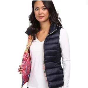 Lilly Pulitzer Allie Packable Midnight Puffer Down Feather Filled Vest Sz M G