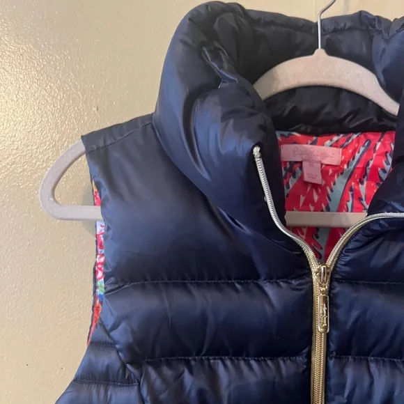 Lilly Pulitzer Allie Packable Midnight Puffer Down Feather Filled Vest Sz M G