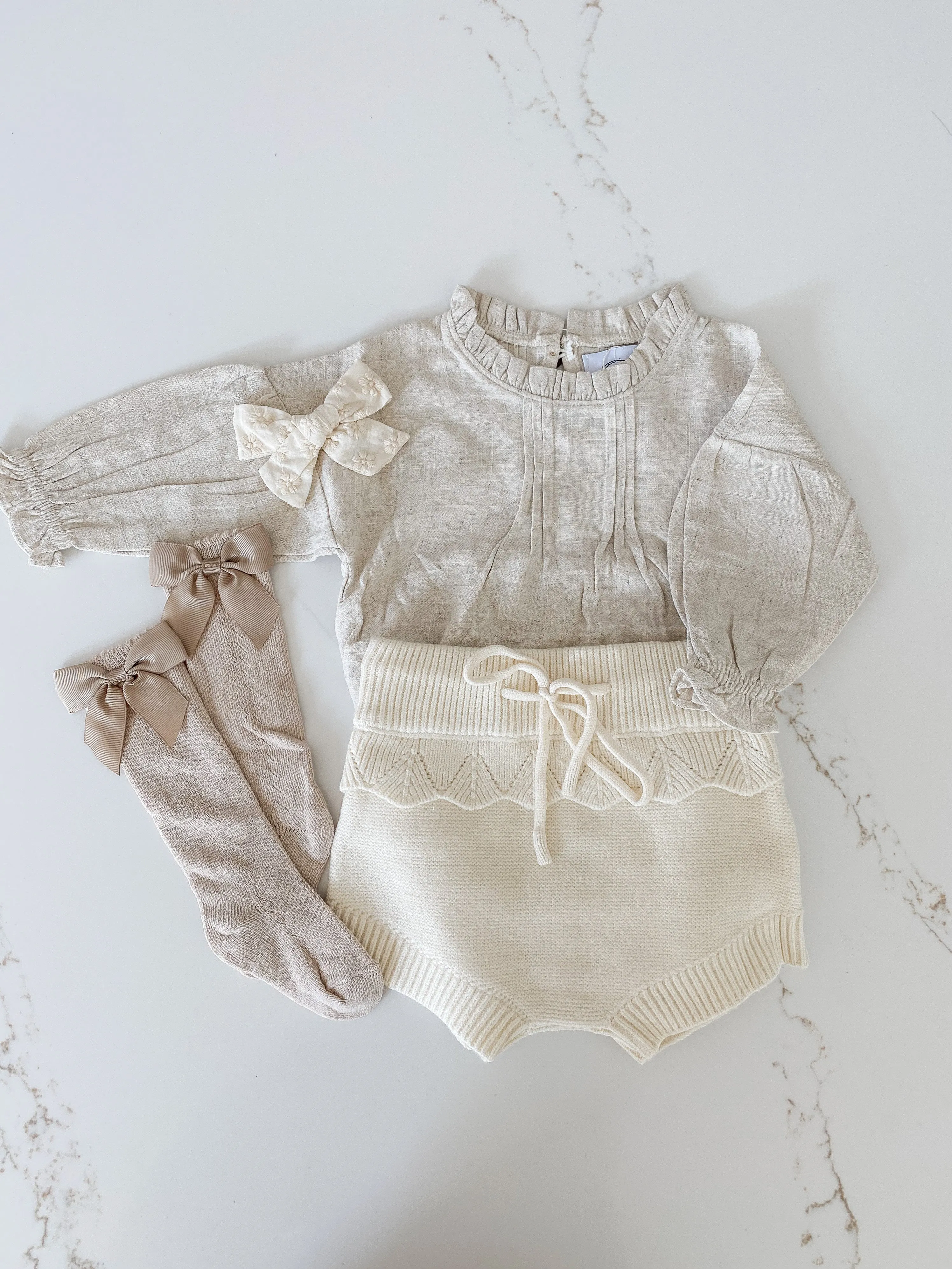 Linen Sprinkled Romper - Sand