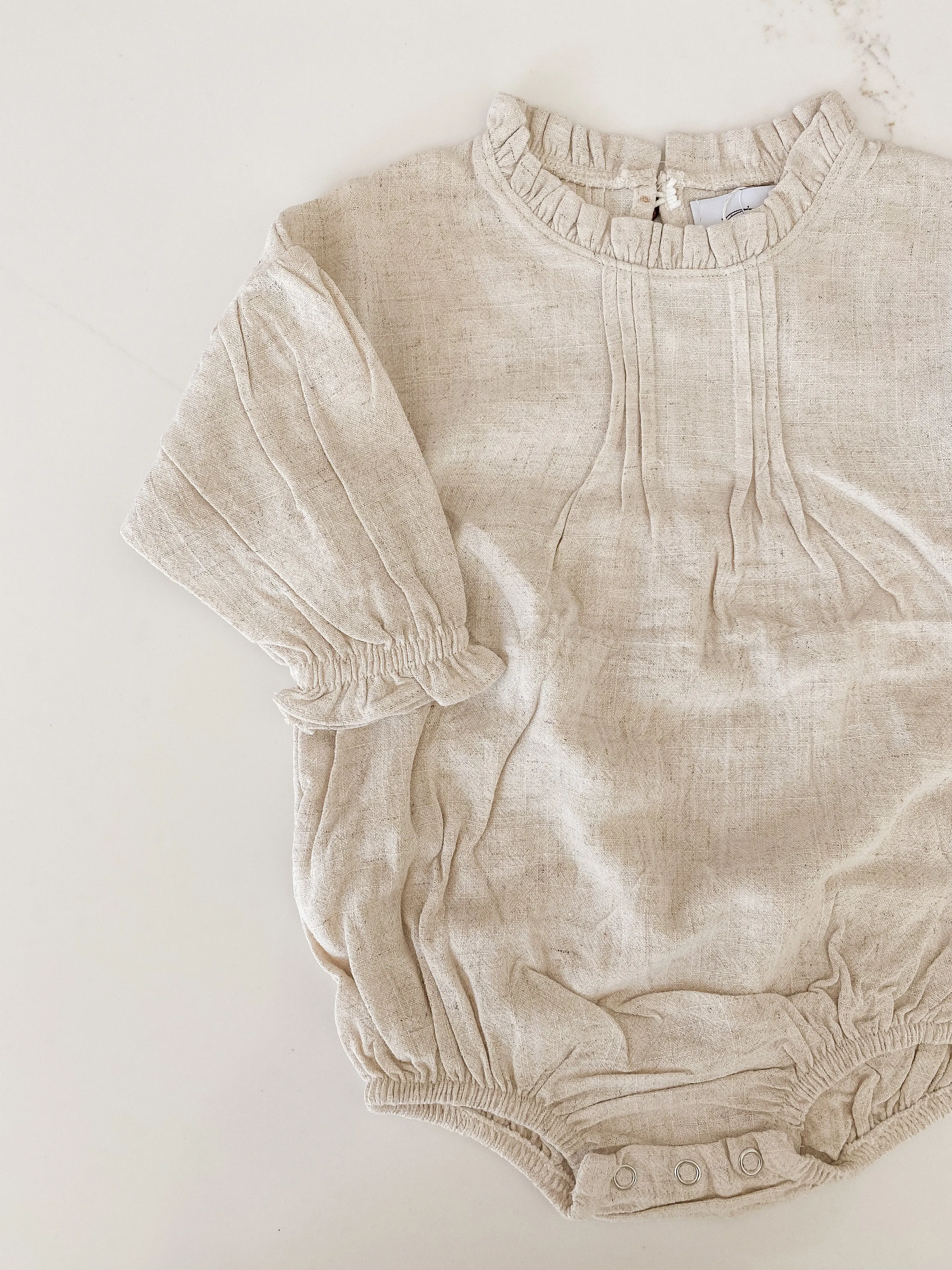 Linen Sprinkled Romper - Sand