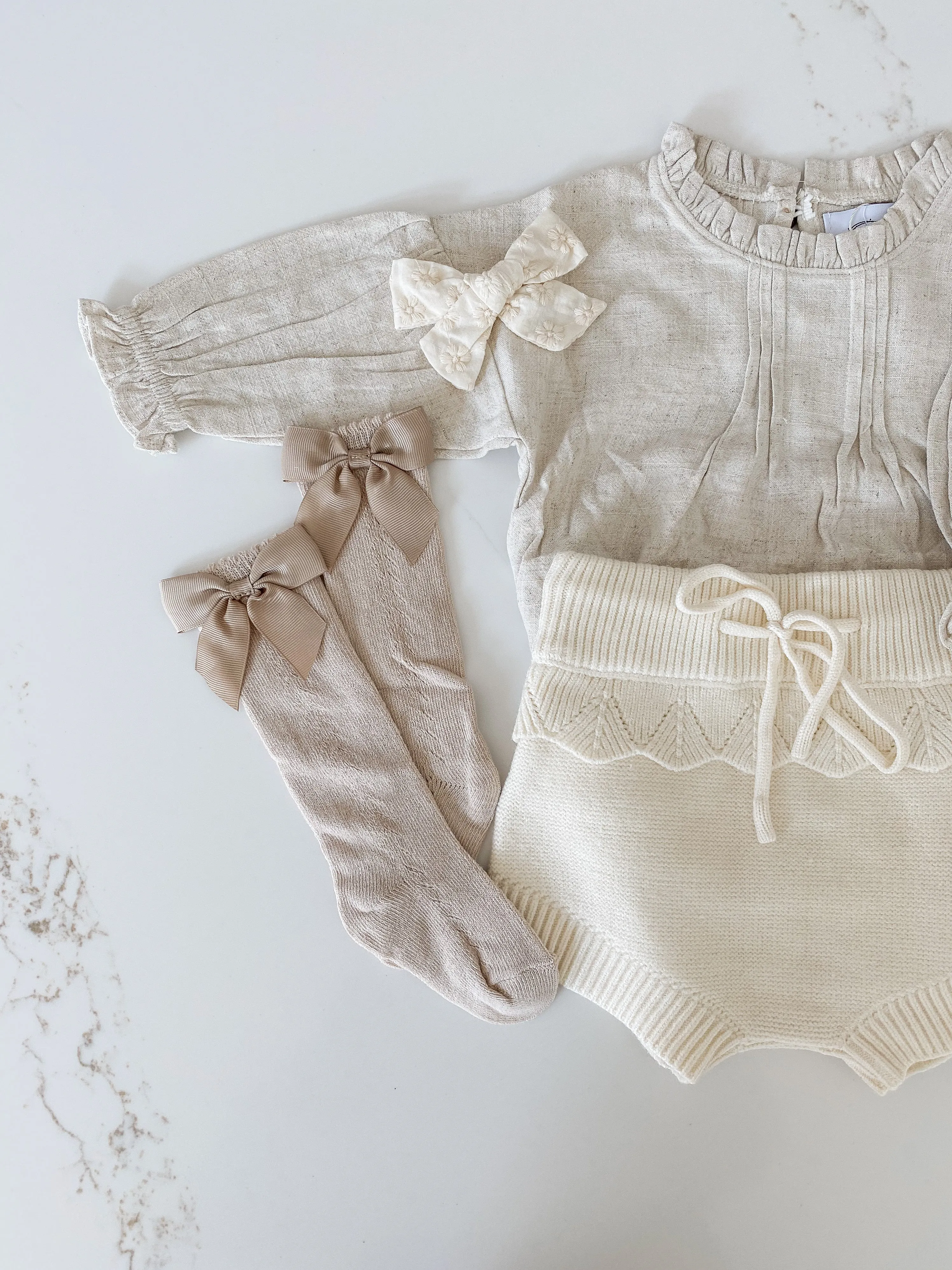 Linen Sprinkled Romper - Sand