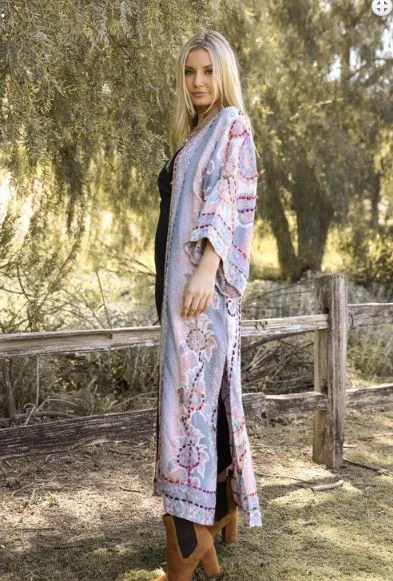 LISA EMBROIDERED MAXI KIMONO