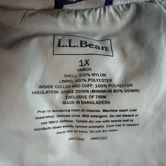 LL Bean Two Tone Purple Goose Down Quilted Puffer Coat Outdoor Gorpcore Cozy-1X
