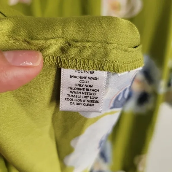 LOFT green floral silky short dress