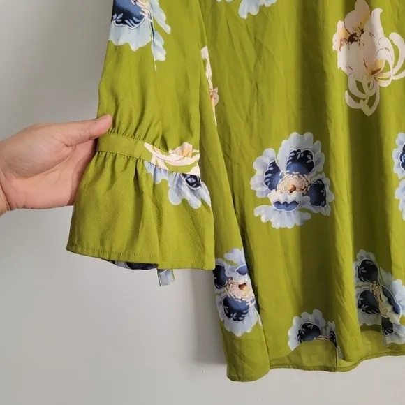 LOFT green floral silky short dress