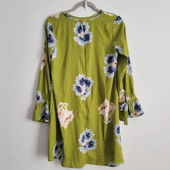 LOFT green floral silky short dress