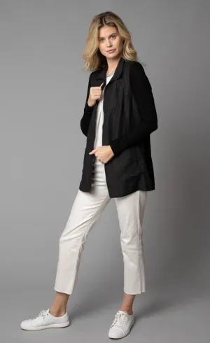 Lola & Sophie Crinkle Linen Zip-Front Long Jacket