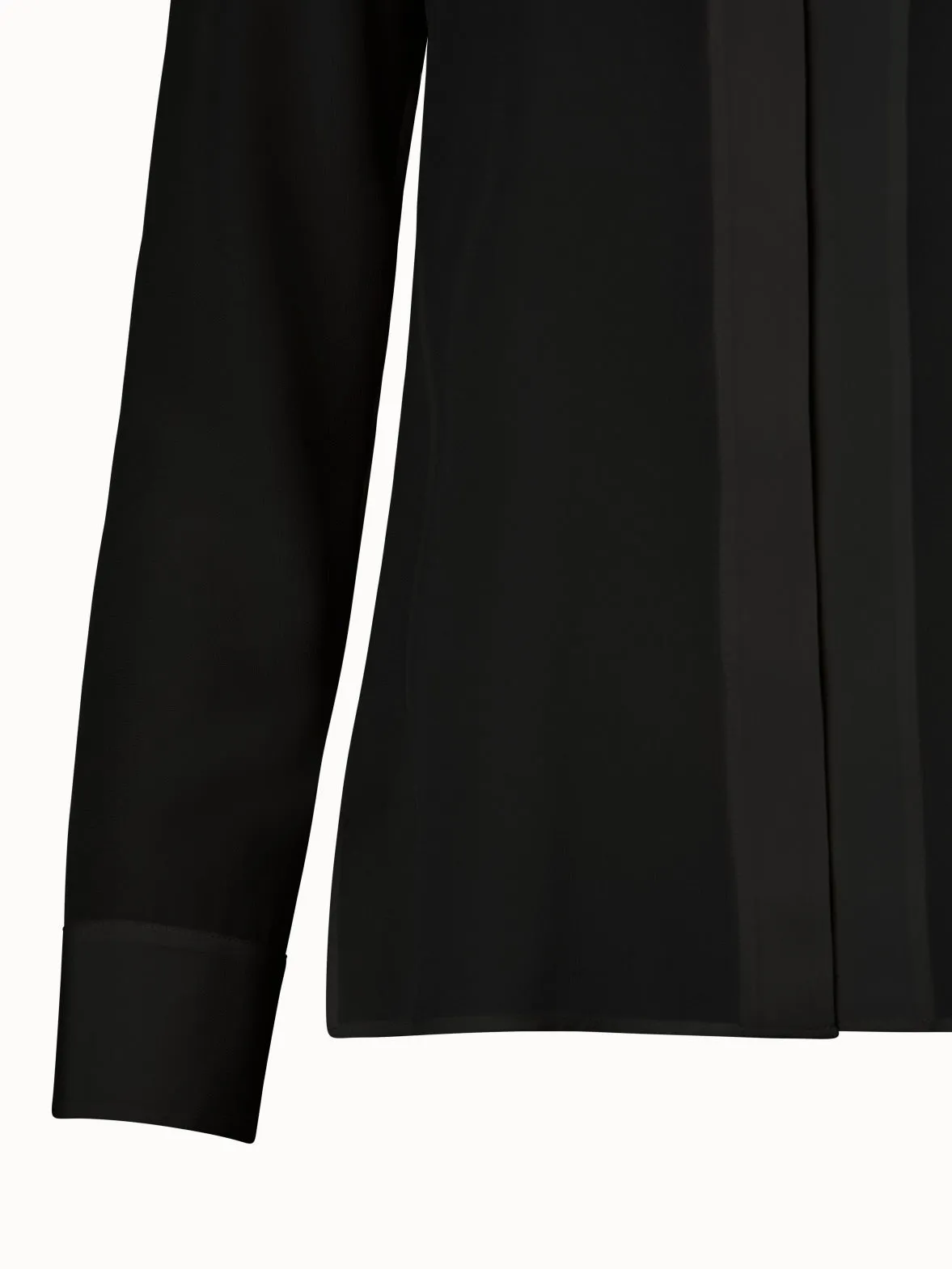 Long Sleeve Silk Blouse with Stand-up Collar