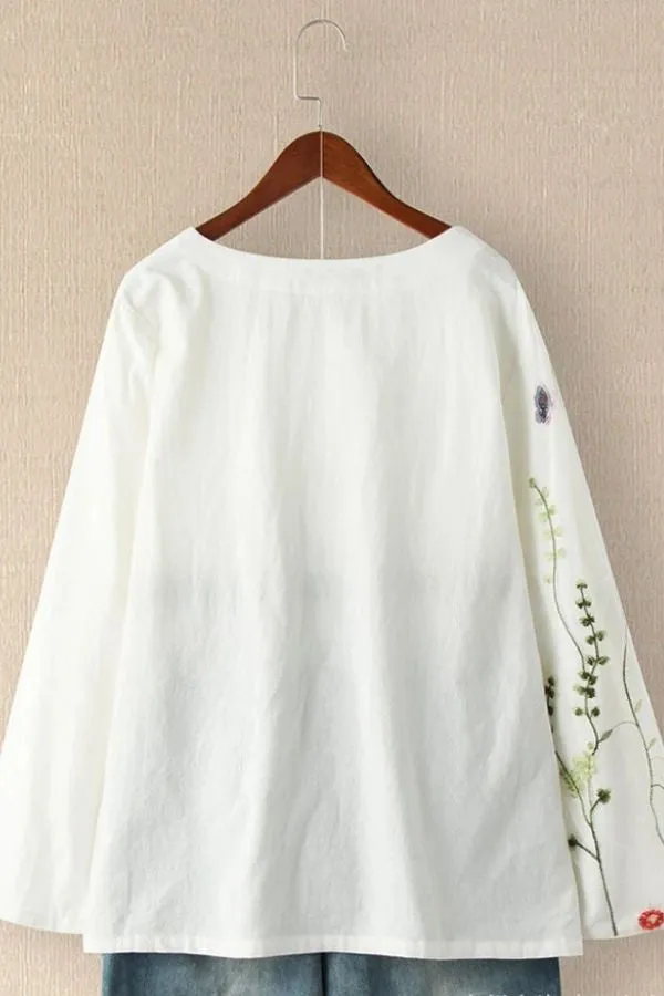 Loose Neck Cotton Blouse
