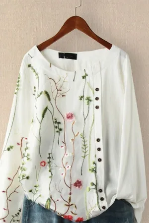 Loose Neck Cotton Blouse