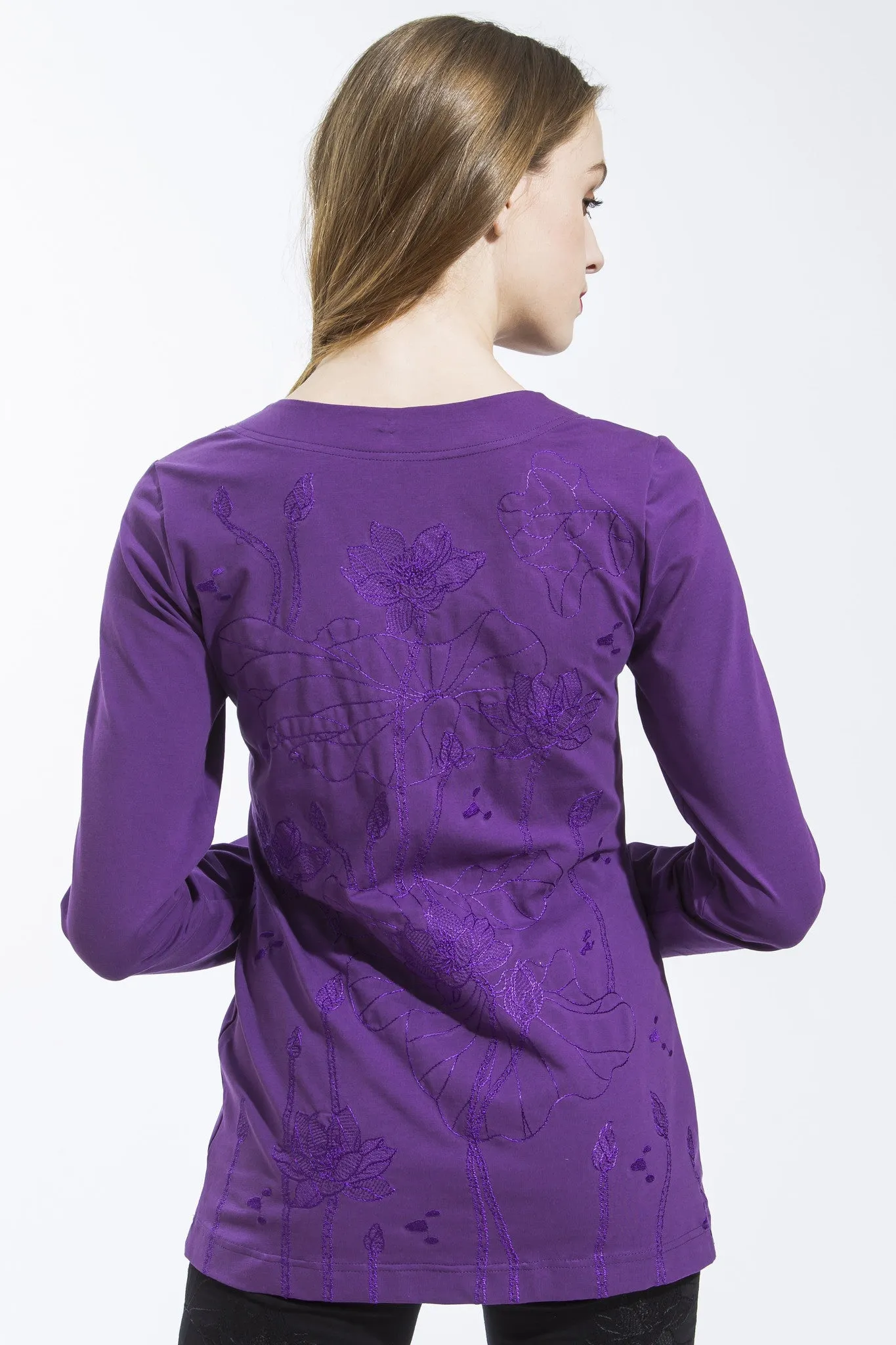 Lotus Long Sleeve T Shirt (Purple) Style 10823