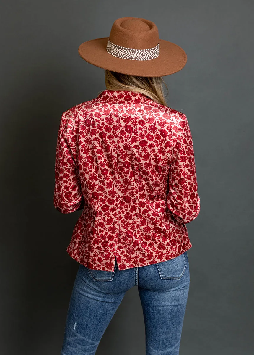 Louve Blazer in Red Floral